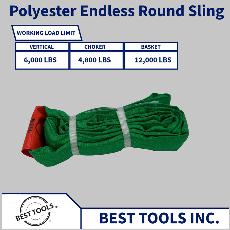 Green Polyester Round Slings 6,000 LBS