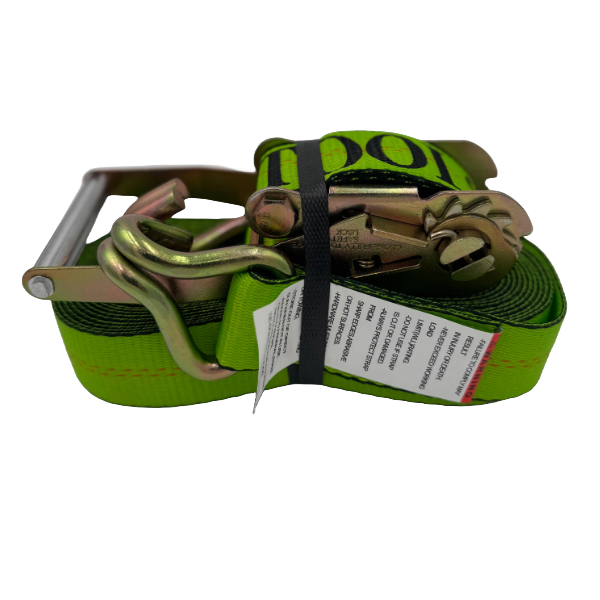 2" Heavy-Duty Ratchet Strap with Wire Hooks – 10,000 lbs Break Strength, 3,333 lbs WLL, Long Wide Handle