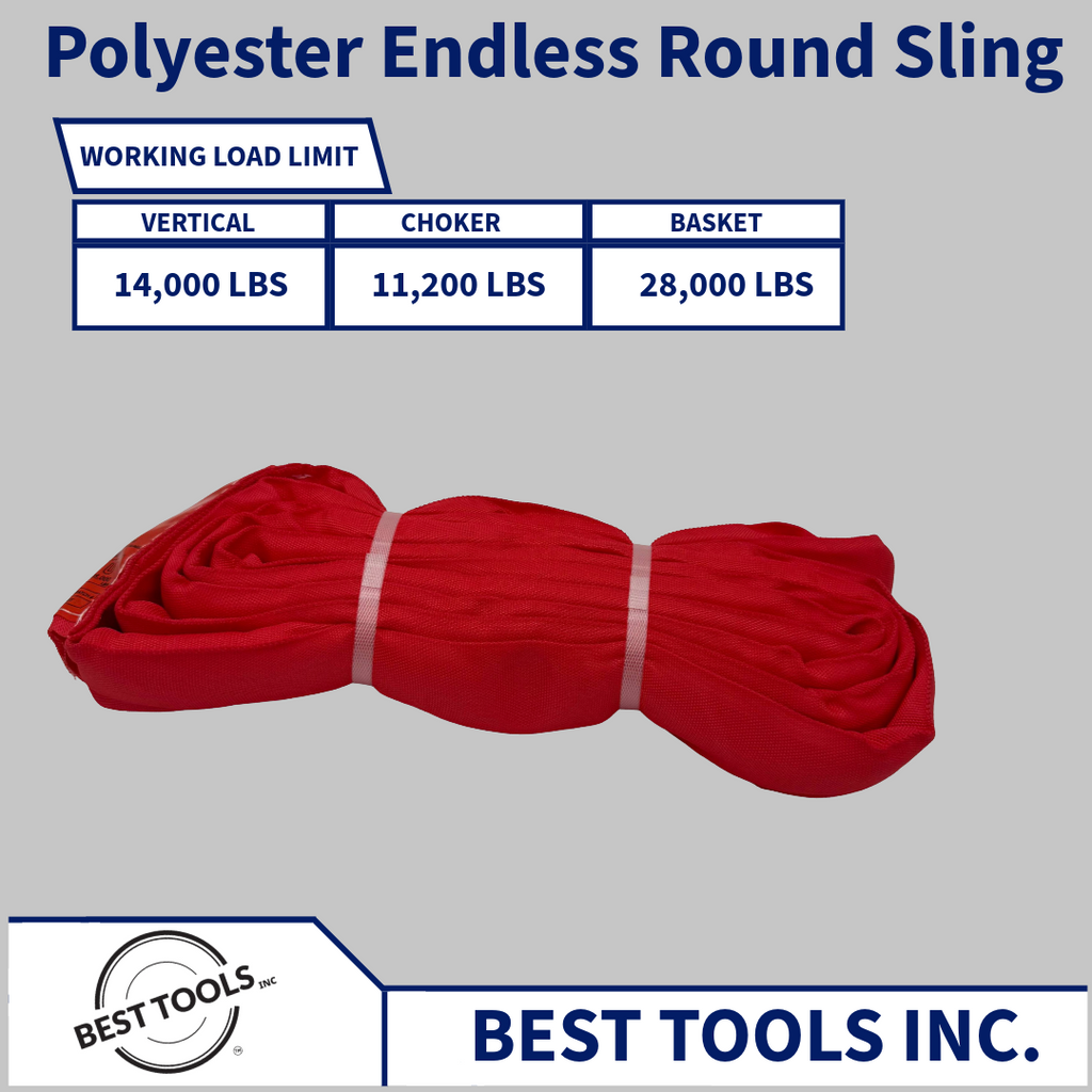Red Polyester Round Slings 14,000 LBS - besttoolsusa - besttoolsusa - Round Slings