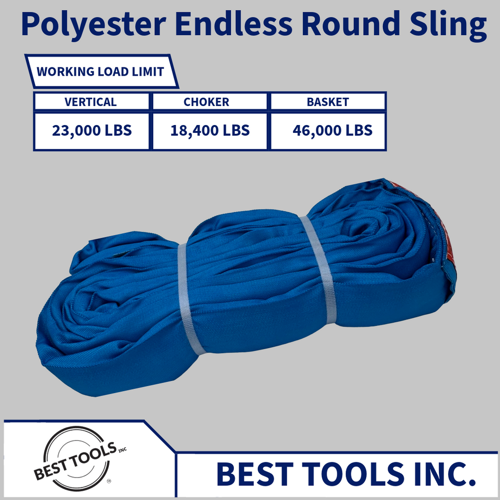 Blue Polyester Round Sling 23000 LBS - besttoolsusa - besttoolsusa - Round Slings
