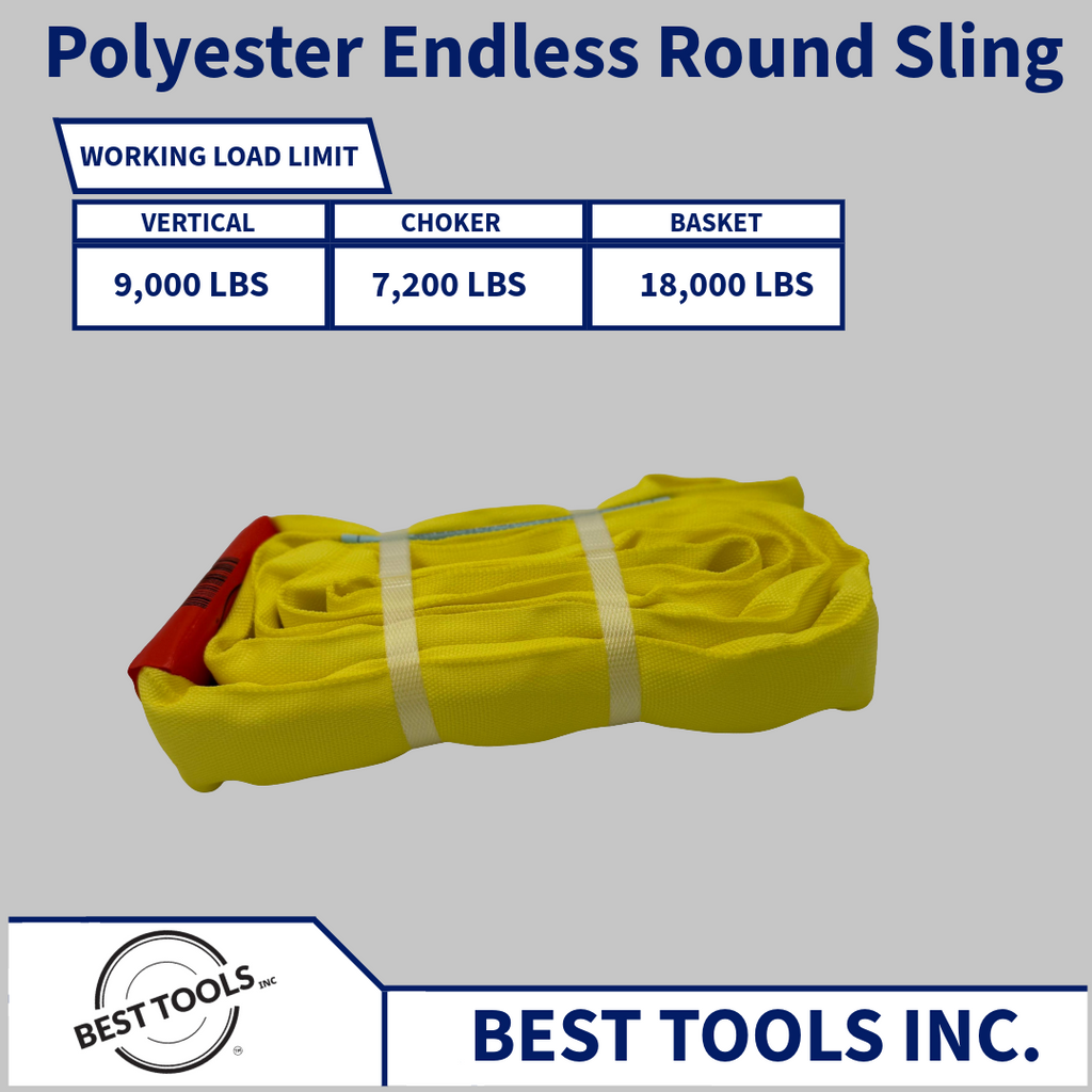 Yellow Polyester Round Slings 9,000 LBS - besttoolsusa - besttoolsusa - Round Slings