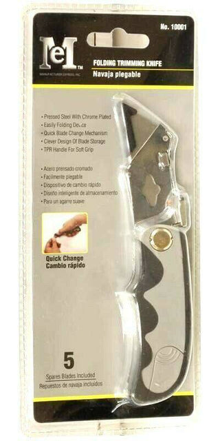 Plastic Handle Folding Trimming Knife w/ Soft Rubber Grip