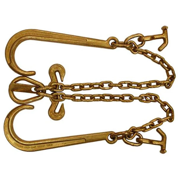 5/16''x 2' Tow Chain V bridle 2' Leg T J Hook Pear Link - besttoolsusa - besttoolsusa -
