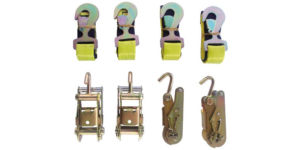 Flat Snap Strap Tie-Down Kit w/Single Finger Ratchets