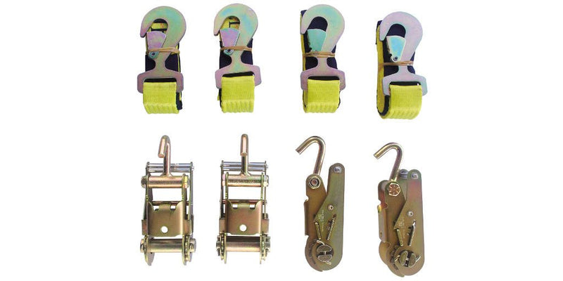 Flat Snap Strap Tie-Down Kit w/Single Finger Ratchets