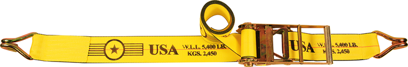 4" Long Handle Ratchet Strap Assembly with Wire Hooks