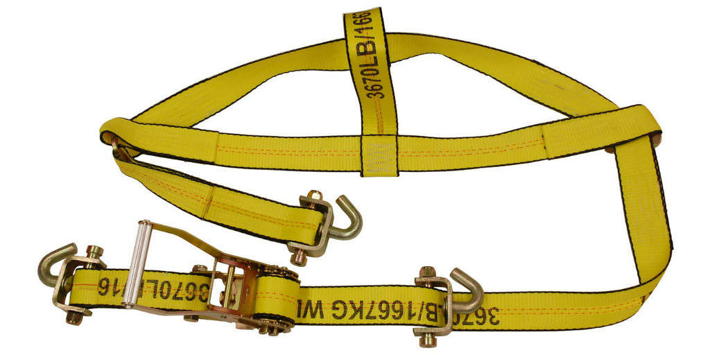 2" x 6FT Auto Transport Wheel Basket with Ratchet Swivel J Hooks