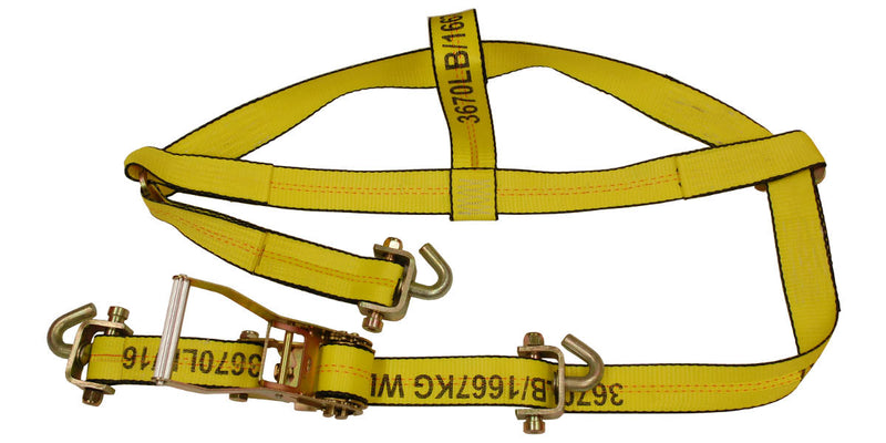 2" x 6FT Auto Transport Wheel Basket with Ratchet Swivel J Hooks