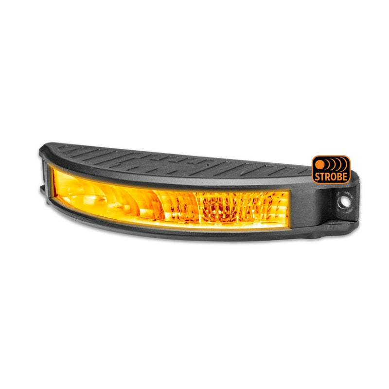 Half Moon Surface Mount LED Worklight with Flat Bracket and Amber Strobe