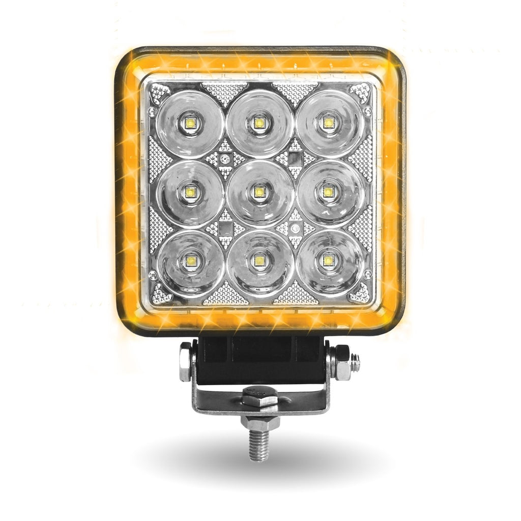4.25" SQUARE 'STROBE' SERIES' SPOT LED WORK LAMP WITH AMBER STROBE