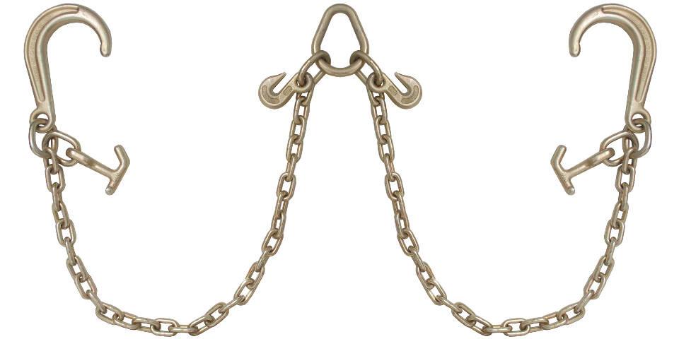 V Bridle Tow Chain J Hooks 8'' w/ T-J Combo Pear Link