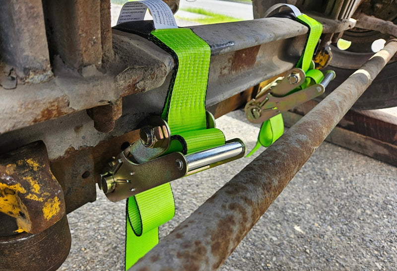 3" x 7' Under Reach Tie-Down Strap with Protective Sleeve – Heavy-Duty Securement