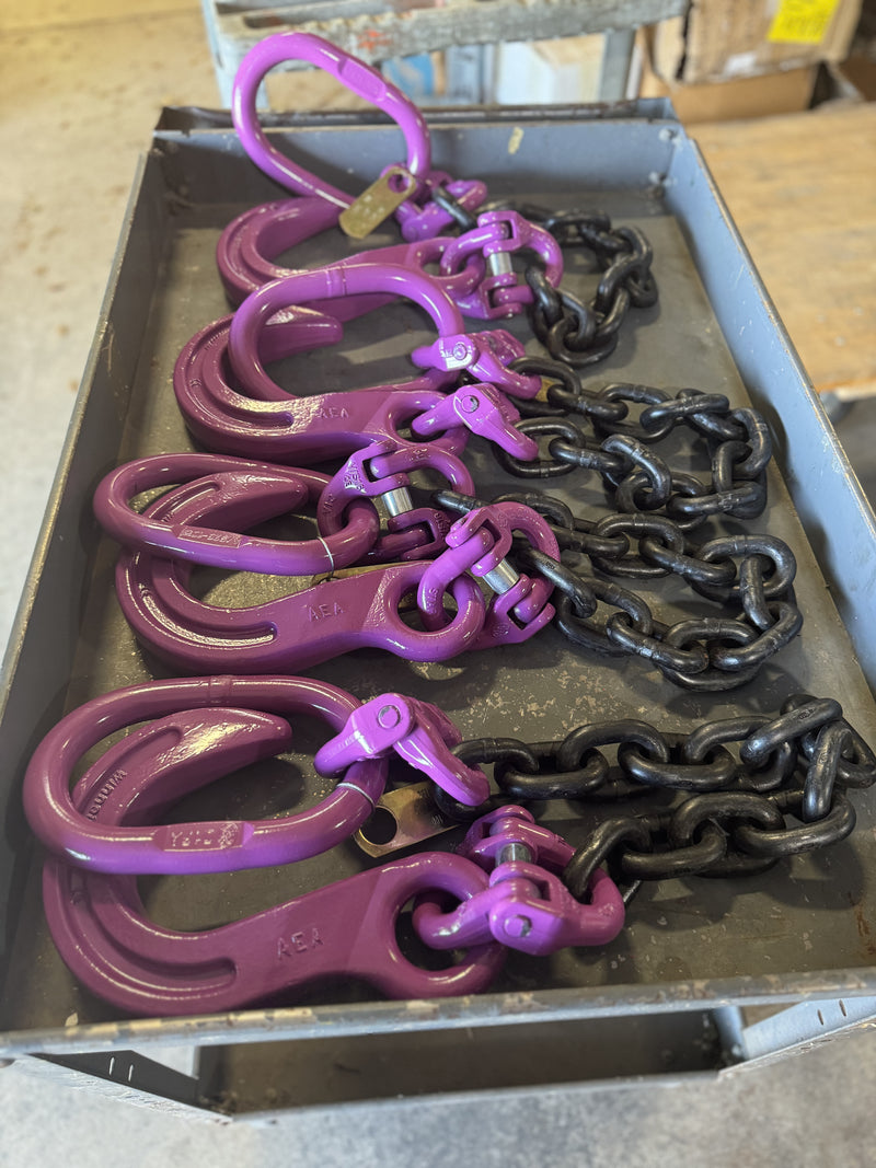 5/8''X 2' Grade 100 Chain Hook Assembly with Master Link, Connecting Links & Foundry Hook