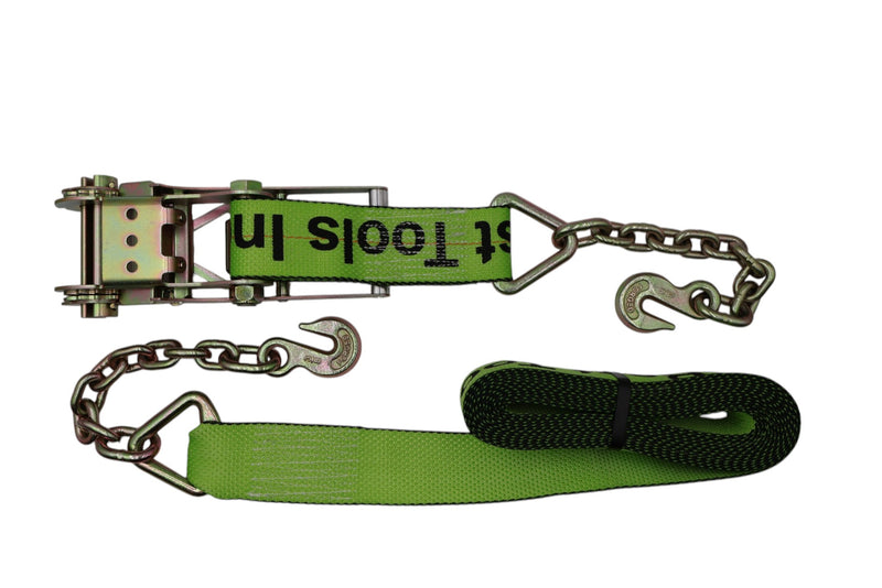 3" Ratchet Tie Down Strap w/ Chain Extension - besttoolsusa - Me - Ratchet Straps