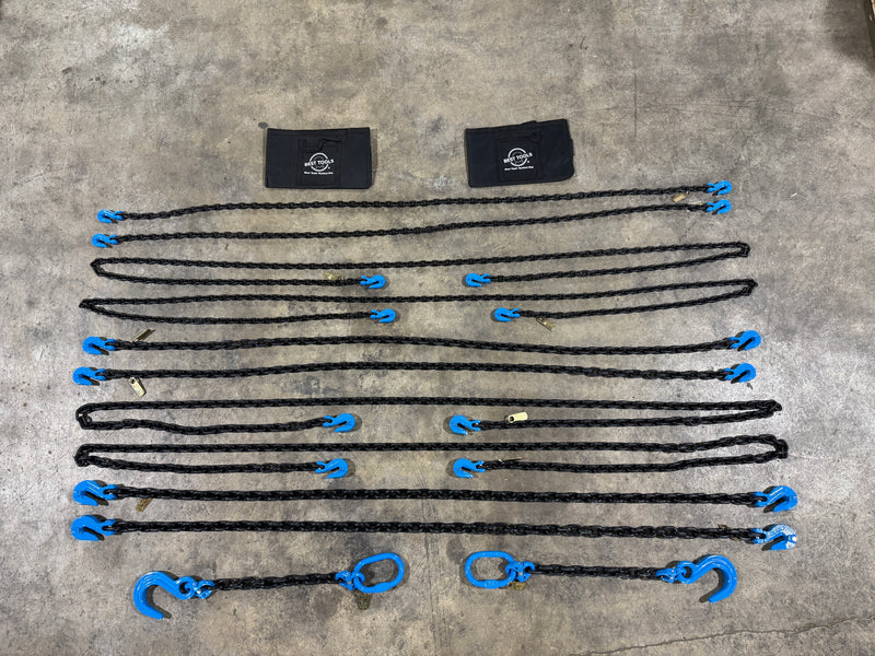 Grade 100 Heavy-Duty Chain Kit – High-Strength Lifting, Rigging & Towing Chains with Tactical Storage Bags