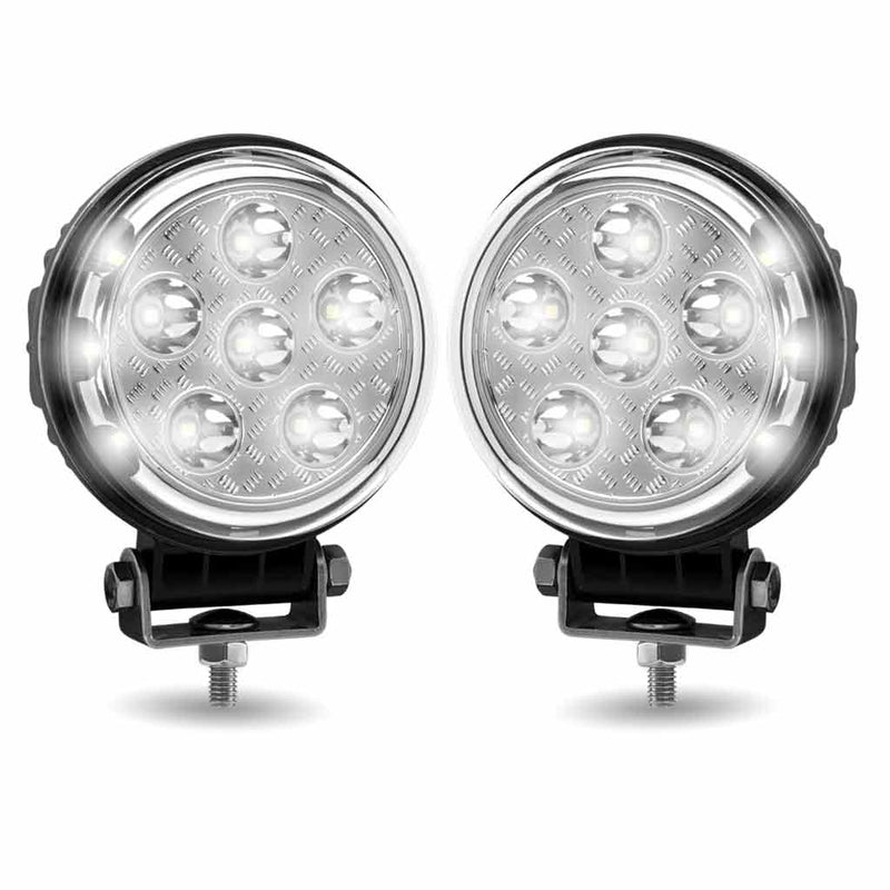 2 X 4.5" ROUND 'RADIANT SERIES' COMBINATION SPOT & FLOOD LED WORK LAMPS WITH 180° SIDE LIGHT OUTPUT - besttoolsusa - Trux - 