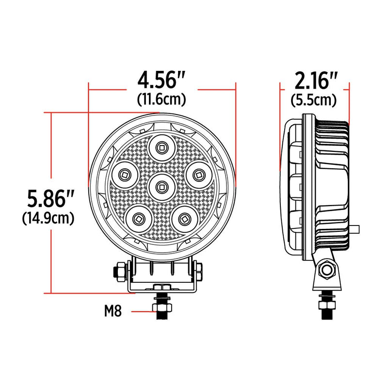 2 X 4.5" ROUND 'RADIANT SERIES' COMBINATION SPOT & FLOOD LED WORK LAMPS WITH 180° SIDE LIGHT OUTPUT - besttoolsusa - Trux - 
