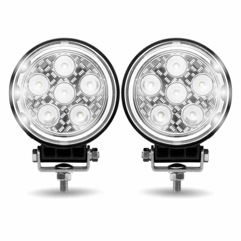 2 X 4.5" ROUND 'RADIANT SERIES' COMBINATION SPOT & FLOOD LED WORK LAMPS WITH 180° SIDE LIGHT OUTPUT - besttoolsusa - Trux - 
