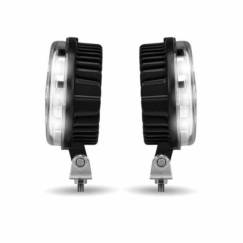 2 X 4.5" ROUND 'RADIANT SERIES' COMBINATION SPOT & FLOOD LED WORK LAMPS WITH 180° SIDE LIGHT OUTPUT - besttoolsusa - Trux - 