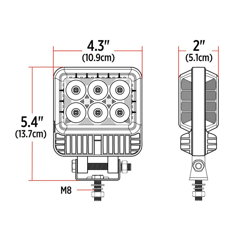 DOUBLE FACE 'RADIANT SERIES' COMBINATION SPOT & FLOOD LED WORK LAMP WITH 270° SIDE LIGHT OUTPUT - besttoolsusa - Trux - 