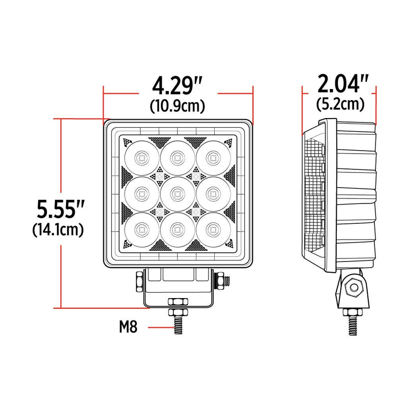 4.25" SQUARE 'RADIANT SERIES' COMBINATION SPOT & FLOOD LED WORK LAMP WITH 360° SIDE LIGHT OUTPUT - besttoolsusa - Trux - 