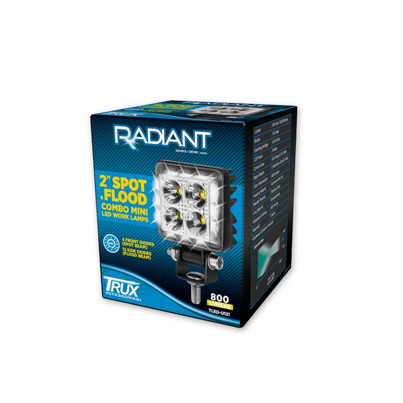 2″ Radiant Series Mini Square LED Work Lamp with High Power Performance – Combination Spot & Flood | 800 Lumens