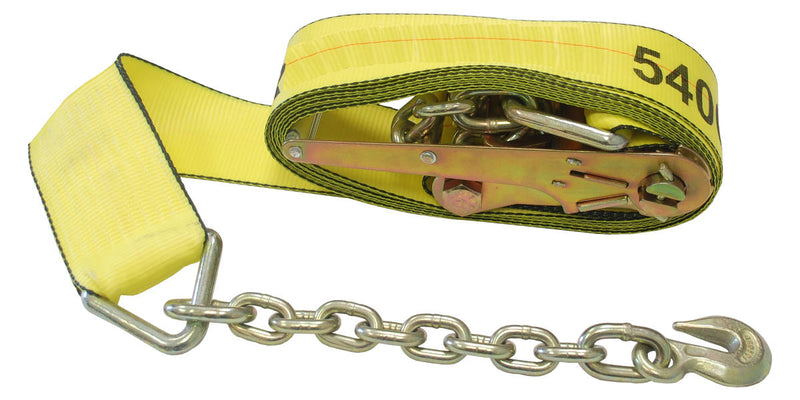 3" Ratchet Tie Down Strap w/ Chain Extension