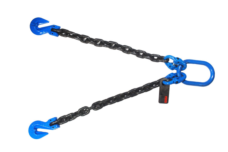 1/2''x 2' Grade 100 V-Bridle Recovery Chain with Master Link and Grab Hooks
