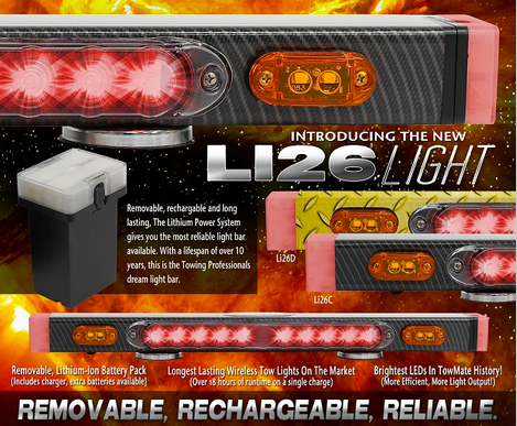 Li26 26" Lithium Powered Light Duty Wireless Tow Light - besttoolsusa - Towmate - Wireless Light