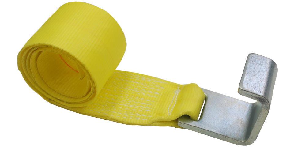 4''x5' Roll Off Container Winch Strap with an Extra Large Flat Hook
