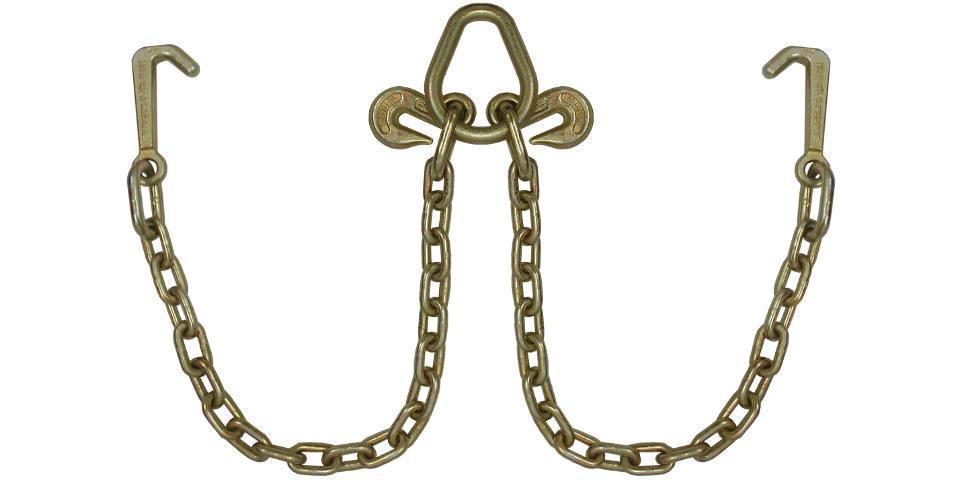 GRADE 70 2 foot Leg V Chain with 15 inch J Hooks T Hooks Grab Hooks and  Pear Link