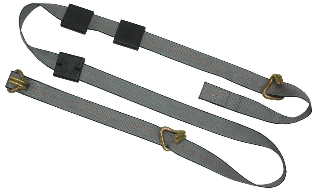 2" x 12ft auto carrier transport soft straps with 3 wire J hooks and 3 rubber blocks for proper placement.